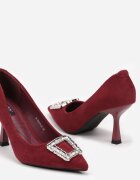vices Pantofi stiletto Bordeaux Decorați cu cataramă cu zirconii Lalabria