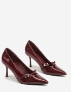 vices Pantofi Stiletto Bordó Lăcuiți cu Catarame și Curele Tamirella