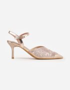 vices Pantofi stiletto din plasă șampanie decorați cu zirconii și sclipici Orinelis