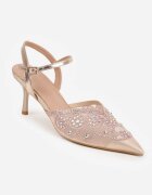 vices Pantofi stiletto din plasă șampanie decorați cu zirconii și sclipici Orinelis