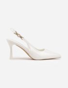 vices Pantofi stiletto Elegante Albe Slingback cu Aplicație Decorativă la Curea Natera