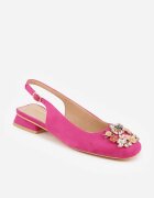 vices Pantofi stiletto Fucsia Slingback cu Zirconii și Branț din Piele Eklina