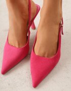 vices Pantofi stiletto Fucsia Slingback din imitație de velur cu cataramă dreptunghiulară Natuma