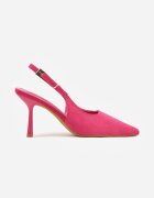 vices Pantofi stiletto Fucsia Slingback din imitație de velur cu cataramă dreptunghiulară Natuma