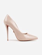vices Pantofi stiletto Lăcuite Bej cu Toc Decorativ Zafriah
