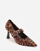 vices Pantofi stiletto leopard cu toc cui cu branț din piele naturală decorate cu nituri Rileinea