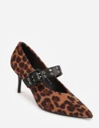 vices Pantofi stiletto leopard cu toc stiletto cu branț din piele naturală și cataramă Nalisette