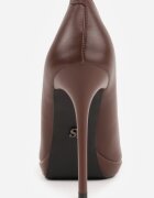 vices Pantofi stiletto Maro cu talpă groasă cu branț din piele naturală Ahrrie