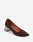 vices Pantofi stiletto Maro cu Toc Metalic cu Branț din Piele Sivine