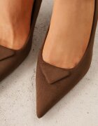 vices Pantofi stiletto Maro cu Toc Pisică cu Aplicație în Formă de Triunghi Ilereisis