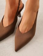 vices Pantofi stiletto maro închis tip Slingback pe toc geometric Aziressa