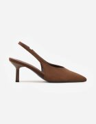 vices Pantofi stiletto maro închis tip Slingback pe toc geometric Aziressa