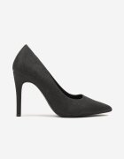 vices Pantofi Stiletto Negre cu Branț din Piele Naturală Decorate cu Sclipici Resirya