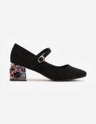 vices Pantofi stiletto Negre cu toc cu decorațiuni bijuterii cu cataramă și branț din piele Aletan