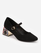vices Pantofi stiletto Negre cu toc cu decorațiuni bijuterii cu cataramă și branț din piele Aletan