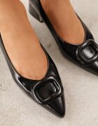 vices Pantofi stiletto Negre cu toc gros cu branț din piele naturală și cu cataramă Apanelle