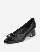 vices Pantofi stiletto Negre cu toc gros cu branț din piele naturală și cu cataramă Apanelle