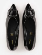 vices Pantofi stiletto Negre cu toc gros cu branț din piele naturală și cu cataramă Apanelle