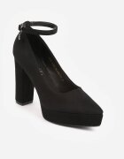 vices Pantofi stiletto Negre pe toc gros și platformă cu branț din piele naturală și aplicație Liliwen