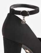 vices Pantofi stiletto Negre pe toc gros și platformă cu branț din piele naturală și aplicație Liliwen