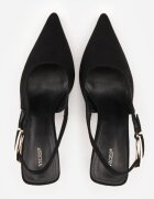 vices Pantofi stiletto Negre Slingback din Imitație de piele întoarsă cu Cataramă Dreptunghiulară Natuma