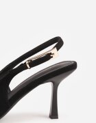 vices Pantofi stiletto Negre Slingback din Imitație de piele întoarsă cu Cataramă Dreptunghiulară Natuma