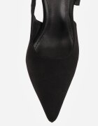 vices Pantofi stiletto Negre Slingback din Imitație de piele întoarsă cu Cataramă Dreptunghiulară Natuma