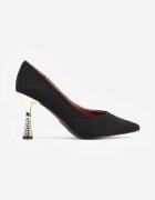 vices Pantofi Stiletto Negri cu Branț din Piele Naturală Decorați cu Zirconii Gioriana