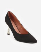 vices Pantofi Stiletto Negri cu Branț din Piele Naturală Decorați cu Zirconii Gioriana