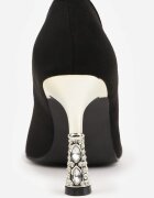 vices Pantofi Stiletto Negri cu Branț din Piele Naturală Decorați cu Zirconii Gioriana