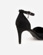 vices Pantofi Stiletto Negri cu Branț din Piele Naturală și Baretă Decorativă Korori
