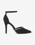 vices Pantofi stiletto Negri cu Brant din Piele Naturală și Curea Decorativă cu Strasuri Lizzeth