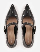 vices Pantofi stiletto Negri cu toc cui cu branț din piele naturală Ornamentați cu nituri Rileinea