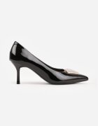 vices Pantofi stiletto negri decorați cu aplicație cu zirconii Niravine