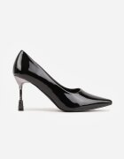 vices Pantofi stiletto negri lăcuiți cu branț din piele decorați cu zirconii