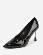 vices Pantofi stiletto negri lăcuiți cu branț din piele decorați cu zirconii