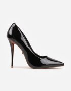vices Pantofi Stiletto Negri Lăcuiți pe Toc Decorativ Zafriah
