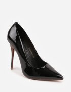 vices Pantofi Stiletto Negri Lăcuiți pe Toc Decorativ Zafriah