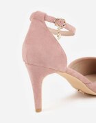 vices Pantofi stiletto Roz cu Branț din Piele Naturală și Curea Decorativă Korori