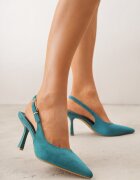 vices Pantofi stiletto slingback verzi din imitație de piele întoarsă cu cataramă dreptunghiulară Natuma