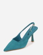 vices Pantofi stiletto slingback verzi din imitație de piele întoarsă cu cataramă dreptunghiulară Natuma