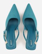 vices Pantofi stiletto slingback verzi din imitație de piele întoarsă cu cataramă dreptunghiulară Natuma
