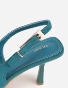 vices Pantofi stiletto slingback verzi din imitație de piele întoarsă cu cataramă dreptunghiulară Natuma