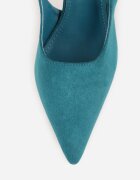 vices Pantofi stiletto slingback verzi din imitație de piele întoarsă cu cataramă dreptunghiulară Natuma