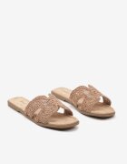 vices Papuci Ajurați Bej închis cu Talpă Plată în Stil Boho Gilaria