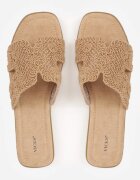 vices Papuci Ajurați Bej închis cu Talpă Plată în Stil Boho Gilaria