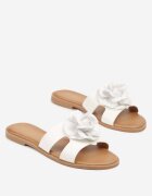 vices Papuci Albi cu Floare 3D Kovienna