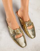 vices Papuci Aurii Tip Mule cu Nod Decorativ Elitina