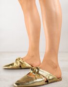 vices Papuci Aurii Tip Mule cu Nod Decorativ Elitina