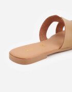 vices Papuci Bej din Piele Naturală decorate cu Decupaje Arqelia